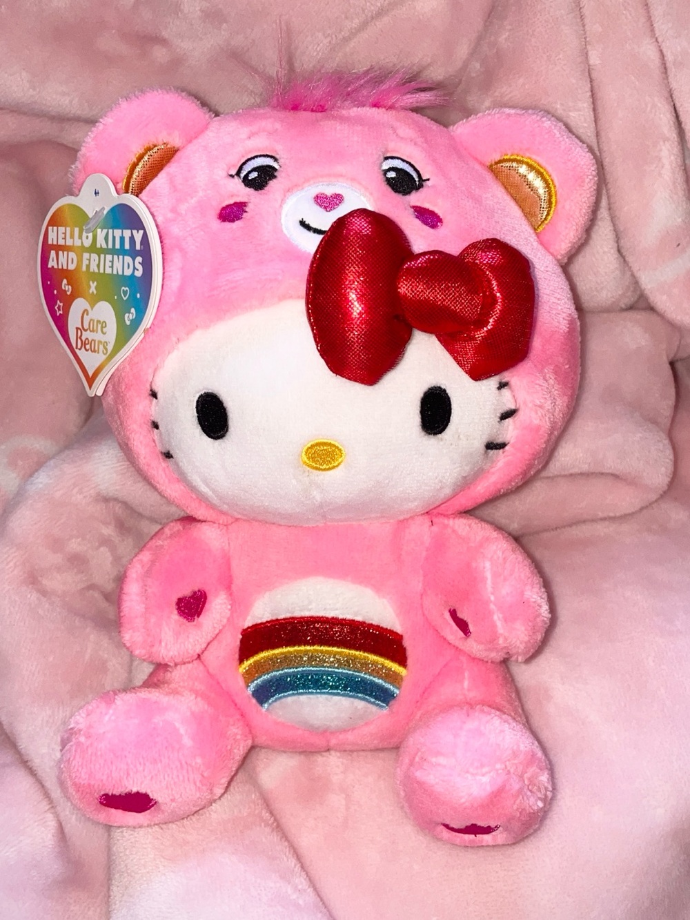 Hello Kitty with Care Bears Collab Pink Plush - Hello Kitty and Care Bears